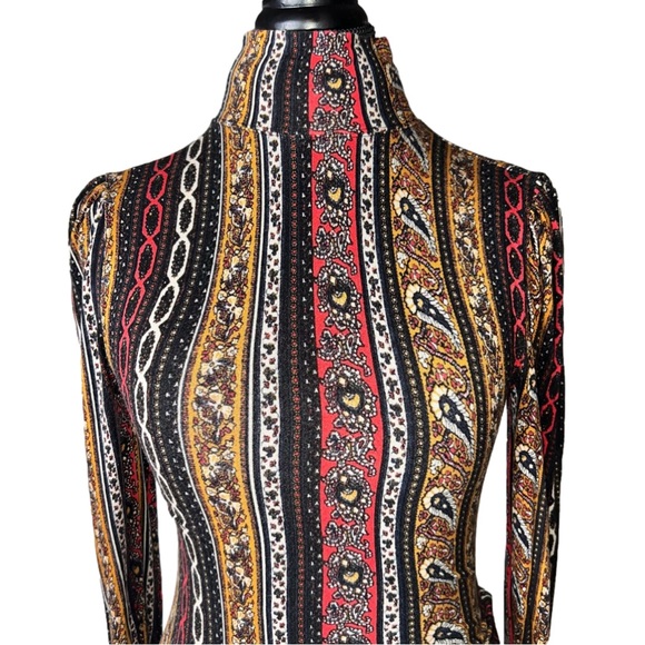 Free people Paisley  Turtle Neck Top XS - Picture 2 of 5